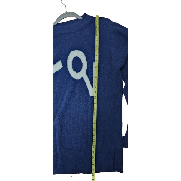 Charter Club 100% Cashmere LOVE Sweater Navy Blue XL Heart Sleeve Pullover Soft - Picture 9 of 13